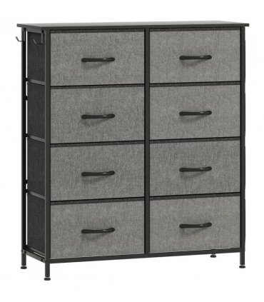 HOMCOM Chest of Eight Fabric Drawers - Charcoal Grey
