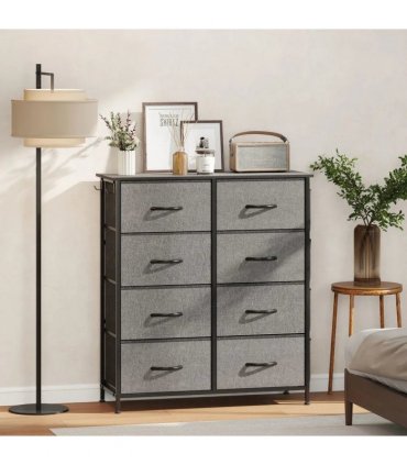 HOMCOM Chest of Eight Fabric Drawers - Charcoal Grey