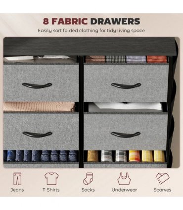 HOMCOM Chest of Eight Fabric Drawers - Charcoal Grey