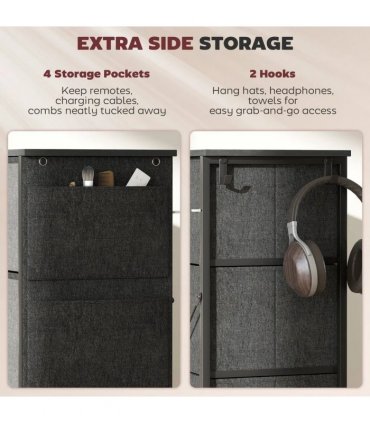 HOMCOM Chest of Eight Fabric Drawers - Charcoal Grey
