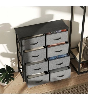 HOMCOM Chest of Eight Fabric Drawers - Charcoal Grey