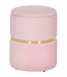 HOMCOM Velvet-Feel Storage Ottoman - Pink