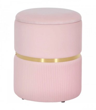 HOMCOM Velvet-Feel Storage Ottoman - Pink