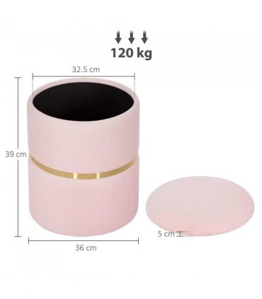 HOMCOM Velvet-Feel Storage Ottoman - Pink