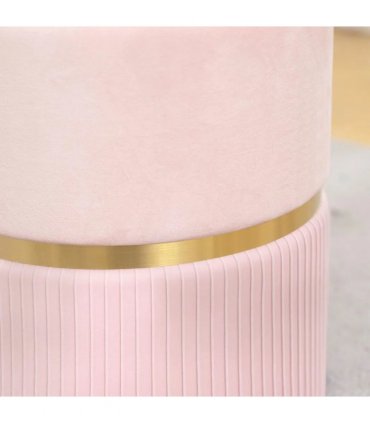 HOMCOM Velvet-Feel Storage Ottoman - Pink