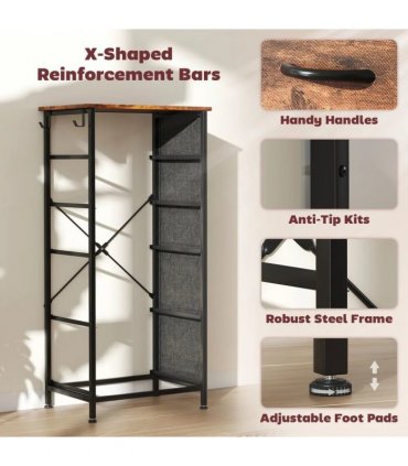 HOMCOM Chest of Five Fabric Drawers - Rustic Brown