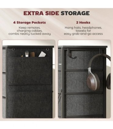 HOMCOM Chest of Ten Fabric Drawers - Charcoal Grey