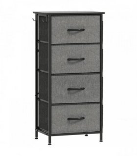 HOMCOM Chest of Four Fabric Drawers - Charcoal Grey