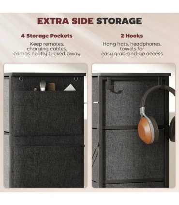 HOMCOM Chest of Four Fabric Drawers - Charcoal Grey