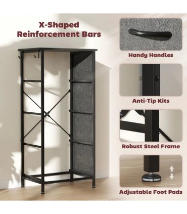 HOMCOM Chest of Four Fabric Drawers - Charcoal Grey