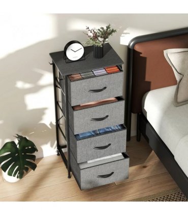 HOMCOM Chest of Four Fabric Drawers - Charcoal Grey