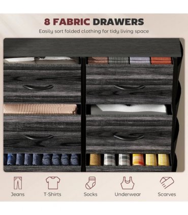 HOMCOM Chest of Eight Fabric Drawers - Black