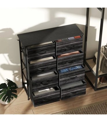 HOMCOM Chest of Eight Fabric Drawers - Black