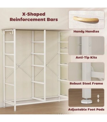 HOMCOM Chest of Ten Fabric Drawers - Natural Wood Finish