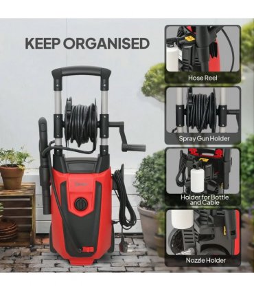 Outsunny 150-Bar Pressure Washer, with Accessories - Red/Black