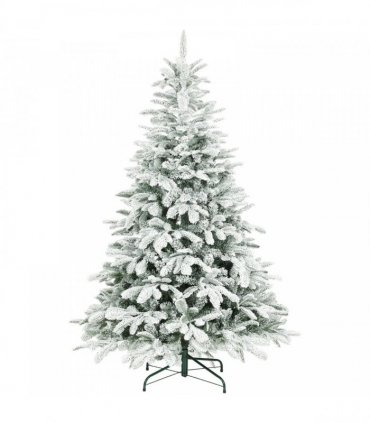 HOMCOM 6 ft Artificial Flocked Christmas Tree with 1182 Branches, Hinged Xmas Tree with Foldable Metal Stand, Easy Assembly for Home Office Decor