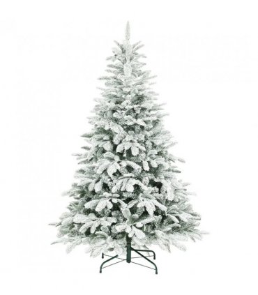 HOMCOM 6 ft Artificial Flocked Christmas Tree with 1182 Branches, Hinged Xmas Tree with Foldable Metal Stand, Easy Assembly for Home Office Decor