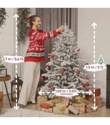 HOMCOM 5ft Snow Flocked Artificial Christmas Tree