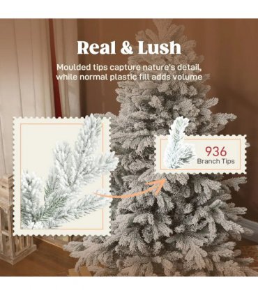 HOMCOM 5ft Snow Flocked Artificial Christmas Tree