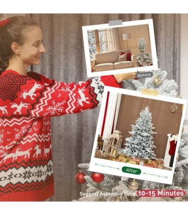HOMCOM 5ft Snow Flocked Artificial Christmas Tree