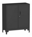 HOMCOM Lockable Metal Filing Cabinet, 2-Tier Storage Cupboard with Double Doors, Modern Office Organiser, Black