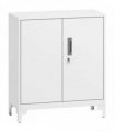 HOMCOM Lockable Metal Filing Cabinet, 2-Tier Storage Cupboard with Double Doors, Modern Office Organiser, White