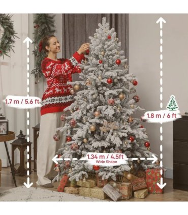 HOMCOM 6ft Snow Flocked Artificial Christmas Tree