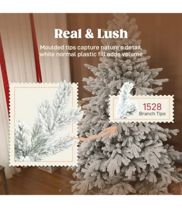 HOMCOM 6ft Snow Flocked Artificial Christmas Tree