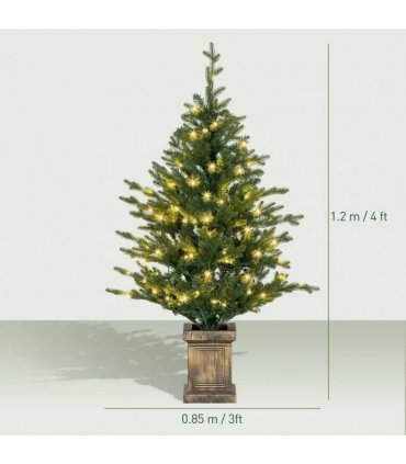 HOMCOM Set of Two Artificial 4ft Christmas Trees, with Lights - Green