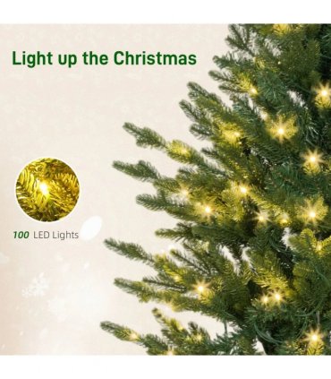 HOMCOM Set of Two Artificial 4ft Christmas Trees, with Lights - Green