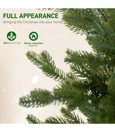 HOMCOM Set of Two Artificial 4ft Christmas Trees, with Lights - Green