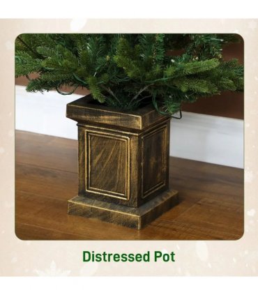 HOMCOM Set of Two Artificial 4ft Christmas Trees, with Lights - Green