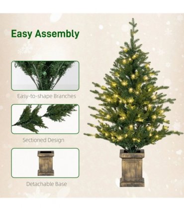 HOMCOM Set of Two Artificial 4ft Christmas Trees, with Lights - Green