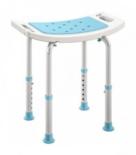 HOMCOM Shower Chair, Adjustable Height Shower Stool with Aluminium Frame and Non-Slip Feet, Bathtub Stool Seat with Padded Seat for Elderly Disabled Handicap, Turquoise