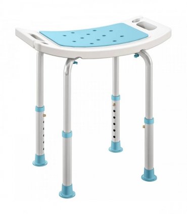 HOMCOM Shower Chair, Adjustable Height Shower Stool with Aluminium Frame and Non-Slip Feet, Bathtub Stool Seat with Padded Seat for Elderly Disabled Handicap, Turquoise