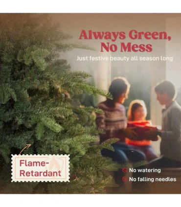 HOMCOM 5ft Artificial Christmas Tree with Realistic Branches, Easy Assembly - Green