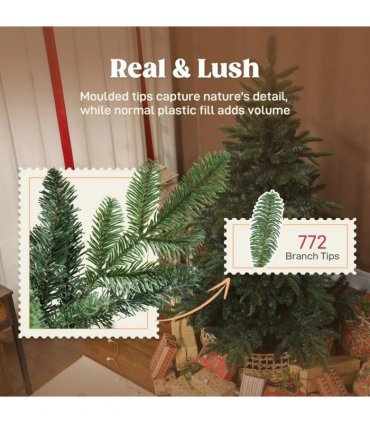 HOMCOM 5ft Artificial Christmas Tree with Realistic Branches, Easy Assembly - Green