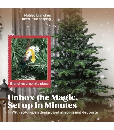 HOMCOM 5ft Artificial Christmas Tree with Realistic Branches, Easy Assembly - Green