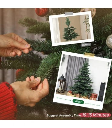 HOMCOM 5ft Artificial Christmas Tree with Realistic Branches, Easy Assembly - Green