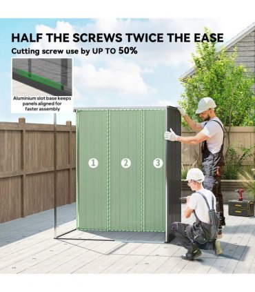 Outsunny 5 x 3.5ft Metal Garden Storage Shed with Effortless Assembly and 2 Pairs of Gloves, Waterproof Outdoor Shed, Dark Grey