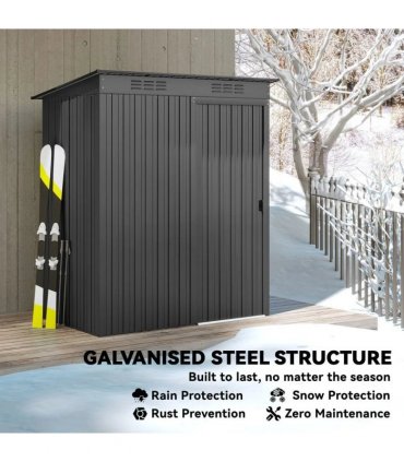 Outsunny 5 x 3.5ft Metal Garden Storage Shed with Effortless Assembly and 2 Pairs of Gloves, Waterproof Outdoor Shed, Dark Grey