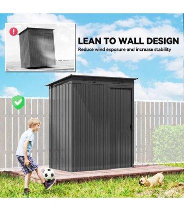 Outsunny 5 x 3.5ft Metal Garden Storage Shed with Effortless Assembly and 2 Pairs of Gloves, Waterproof Outdoor Shed, Dark Grey