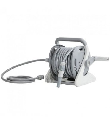 Outsunny Portable Garden Hose Reel, 20 m Wall Mounted Hose Reel with 2 Patterns Spray Nozzle and Crank Handle, Grey