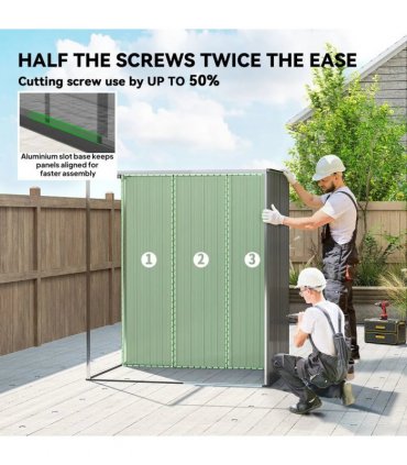 Outsunny 5 x 3.5ft Metal Garden Storage Shed with Effortless Assembly and 2 Pairs of Gloves, Waterproof Outdoor Shed, Light Grey