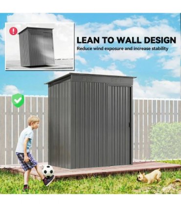 Outsunny 5 x 3.5ft Metal Garden Storage Shed with Effortless Assembly and 2 Pairs of Gloves, Waterproof Outdoor Shed, Light Grey