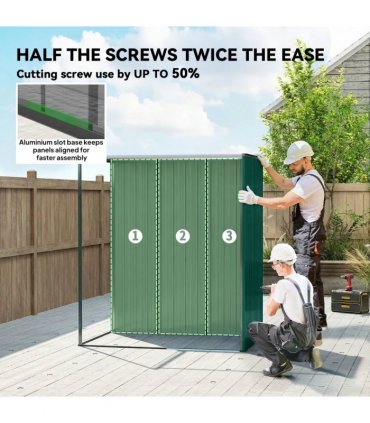 Outsunny 5 x 3.5ft Metal Garden Storage Shed with Effortless Assembly and 2 Pairs of Gloves, Waterproof Outdoor Shed, Green