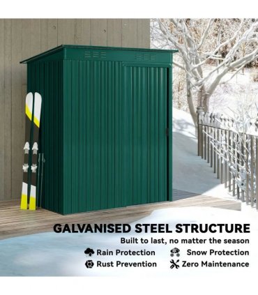 Outsunny 5 x 3.5ft Metal Garden Storage Shed with Effortless Assembly and 2 Pairs of Gloves, Waterproof Outdoor Shed, Green