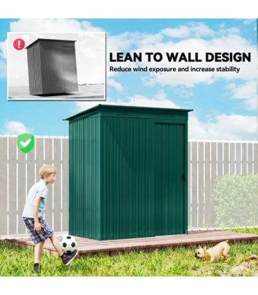 Outsunny 5 x 3.5ft Metal Garden Storage Shed with Effortless Assembly and 2 Pairs of Gloves, Waterproof Outdoor Shed, Green