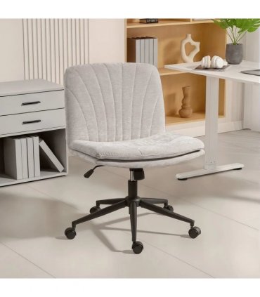 HOMCOM Criss Cross Chair with Wheels, No Arms - Beige