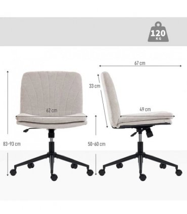 HOMCOM Criss Cross Chair with Wheels, No Arms - Beige